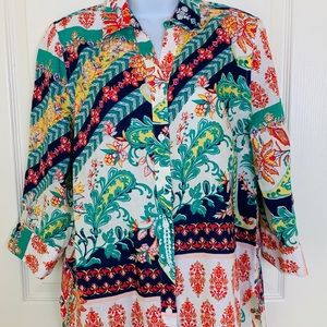 Chico’s Linen No Iron SZ 4 XS Button Down Blouse